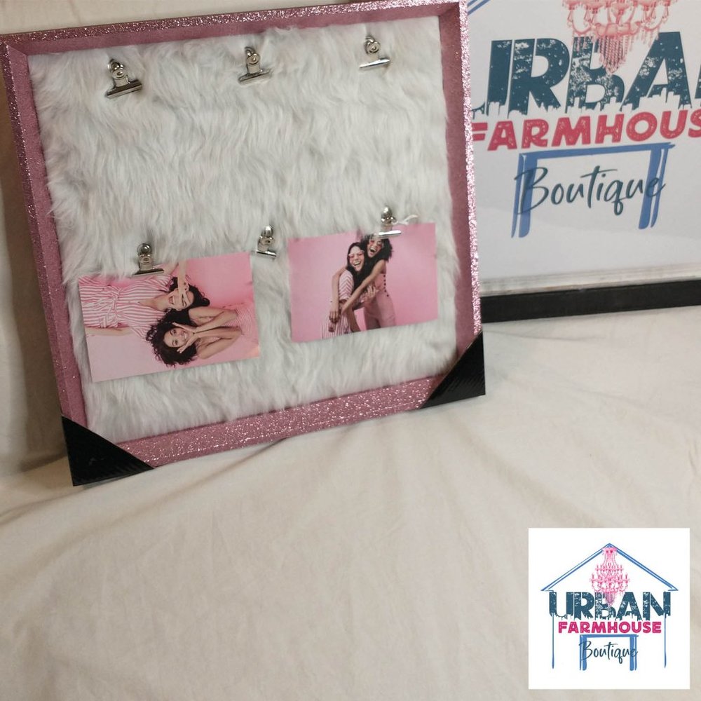 🚜🍒 Glitter Faux Fur Picture Holder Frame